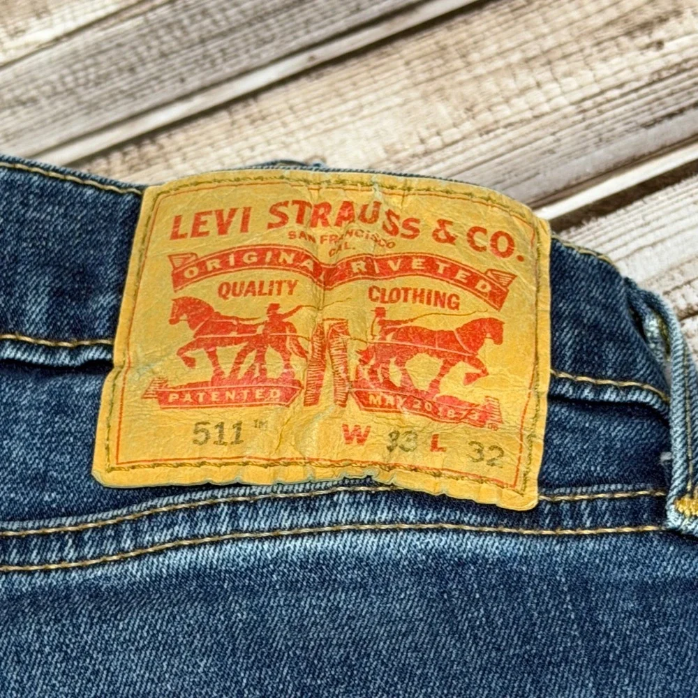 Levi's 511 Slim Fit Jeans Men 33x31 Actual Blue Denim Stretch
